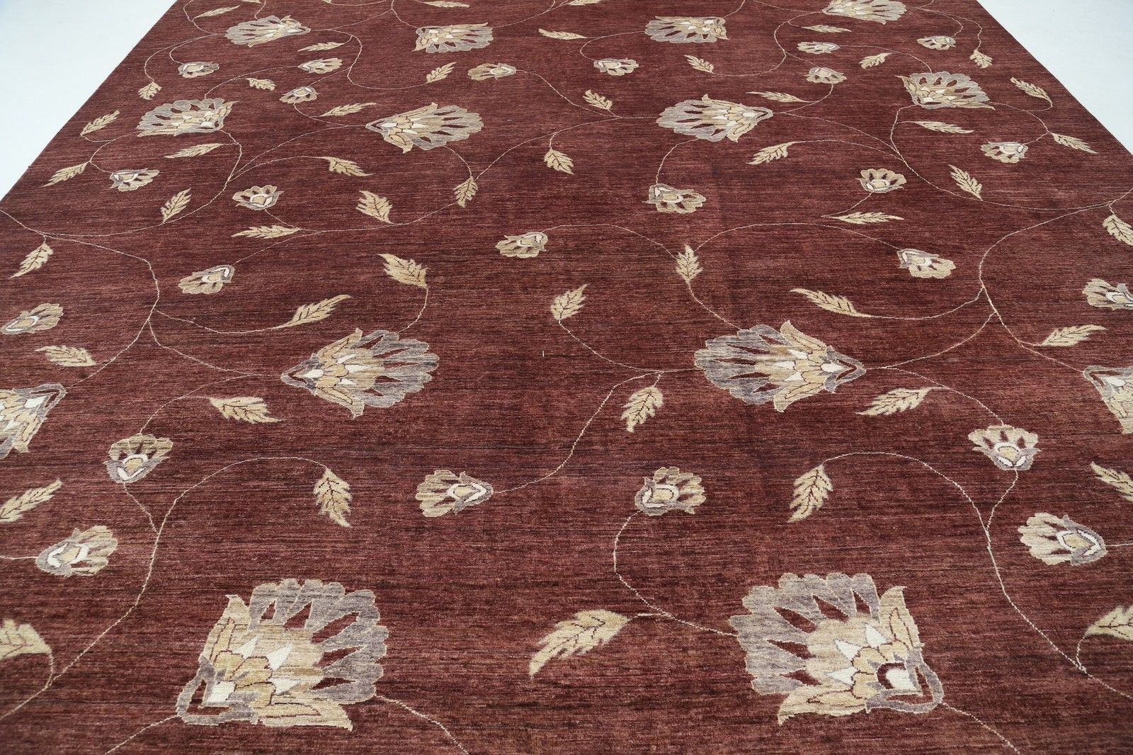 12x16 Ft Handknotted Red And Beige Wool Oversized Rug. Floral Vine Design Carpet photo 9281.0