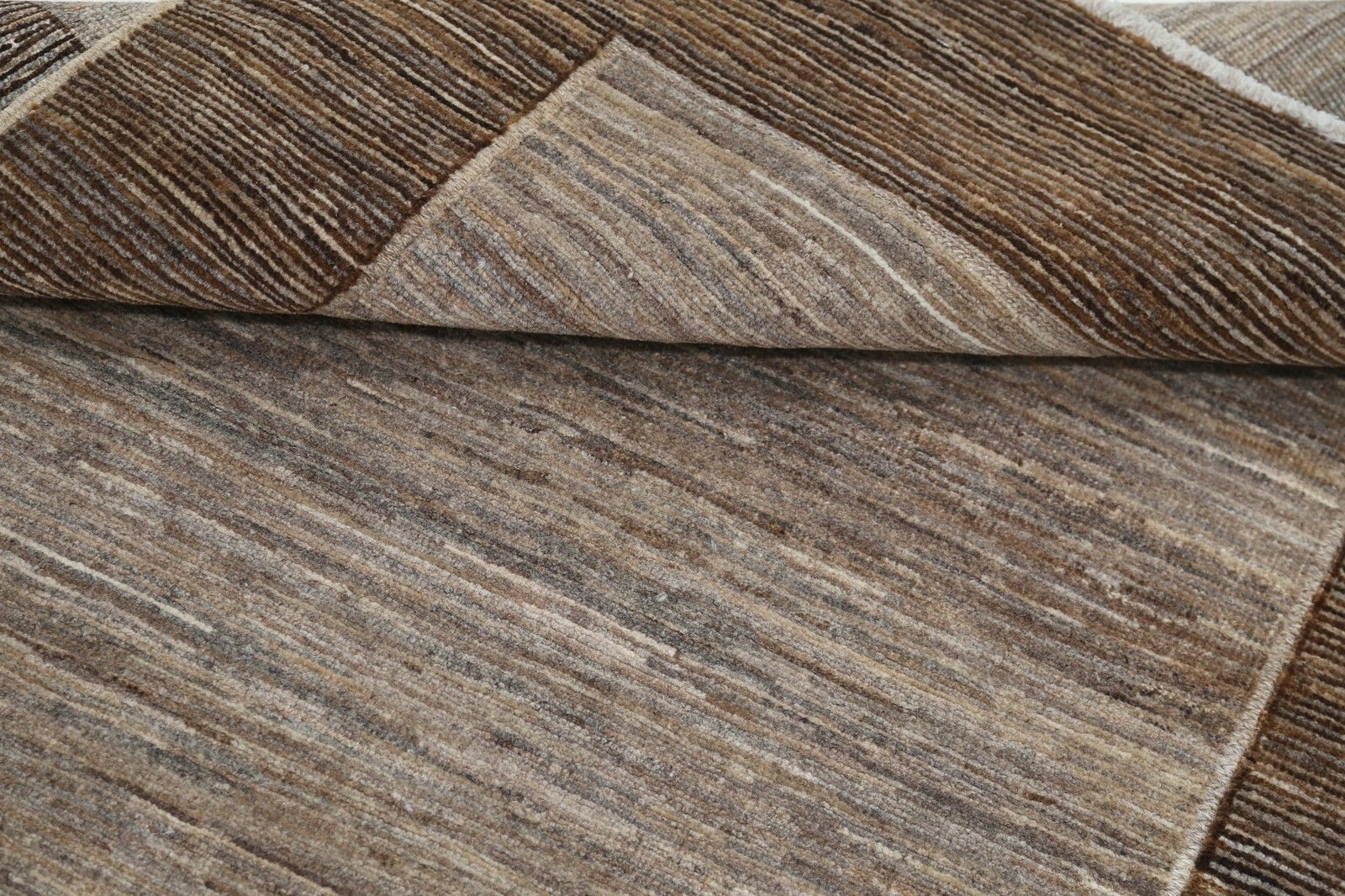 3.3x5 Ft Hand Knotted Brown And Taupe Small Area Rug With Minimal Border Design photo vinterior