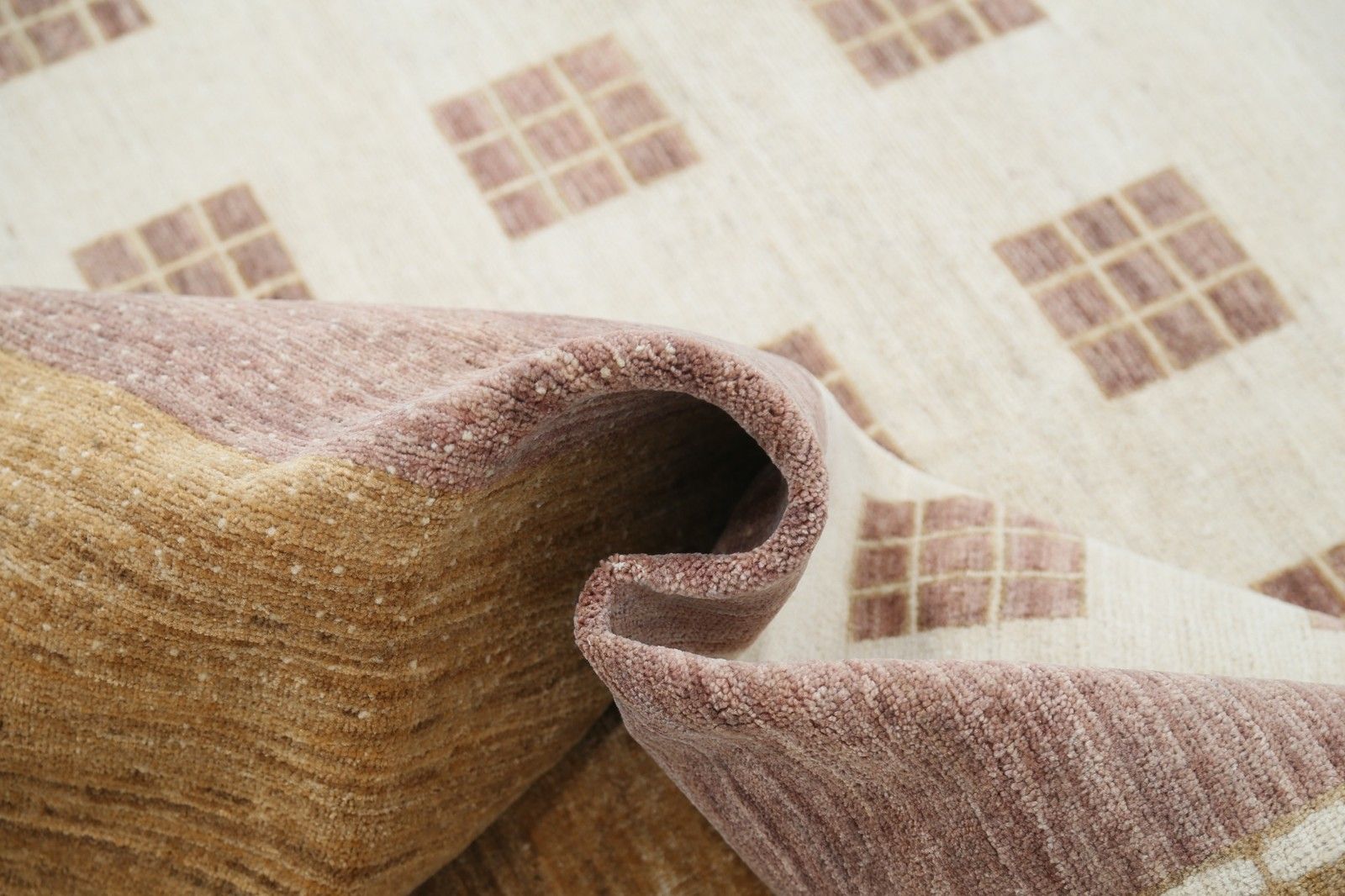 10.5x14.6 Ft Handmade Beige, Blush And Brown Rug. Geometric Grid Design Carpet photo vinterior