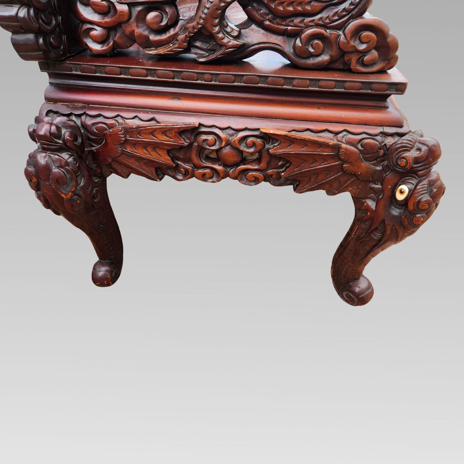 photo buy Exceptional Chinese Dragon Oriental Hall Bench Or Settle, Rosewood C1900