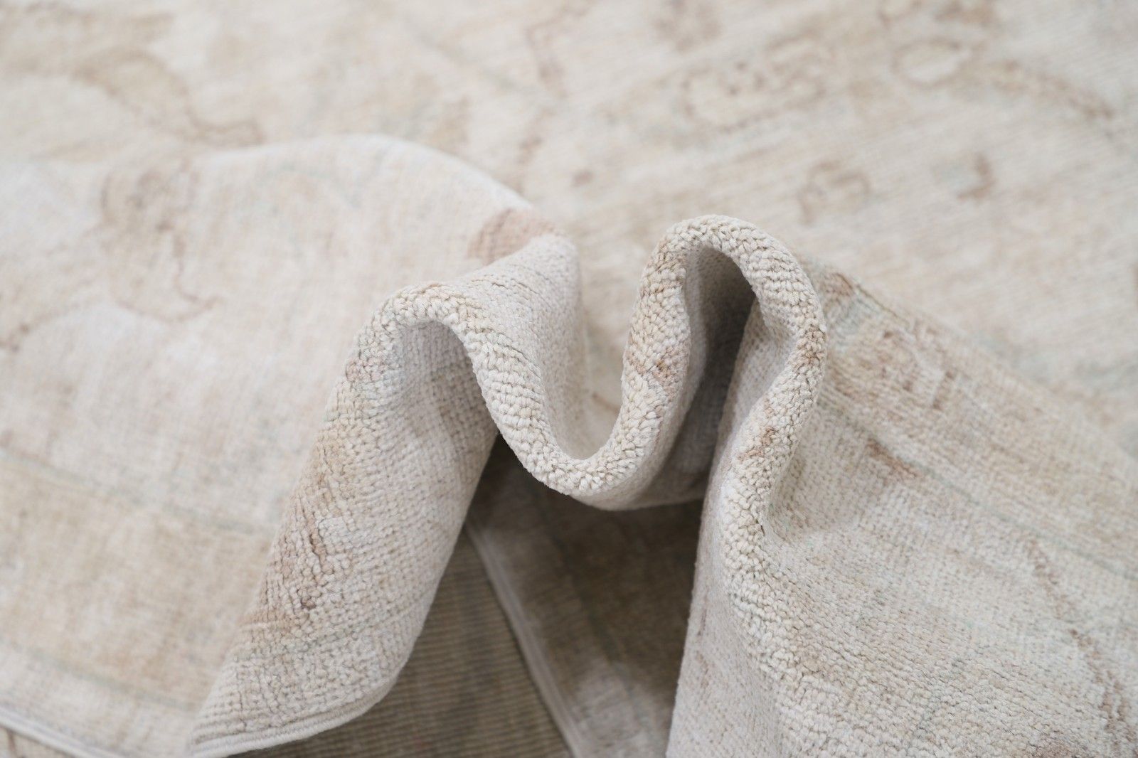 8.2x10.2 Ft Minimalist Handknotted Wool Large Area Rug. Traditional Beige Carpet photo vinterior