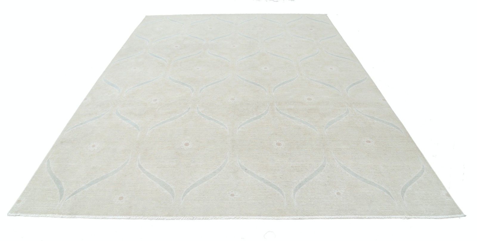 Tapis de sol noué à la main, beige, 265 x 356 cm, pour la décoration intérieure. Tapis 100 % laine photo Textiles