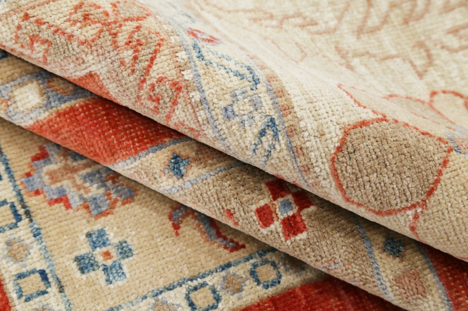 Tapis noué à la main multicolore 8,8 x 11,8 ft, motif géométrique à panneaux photo Textiles