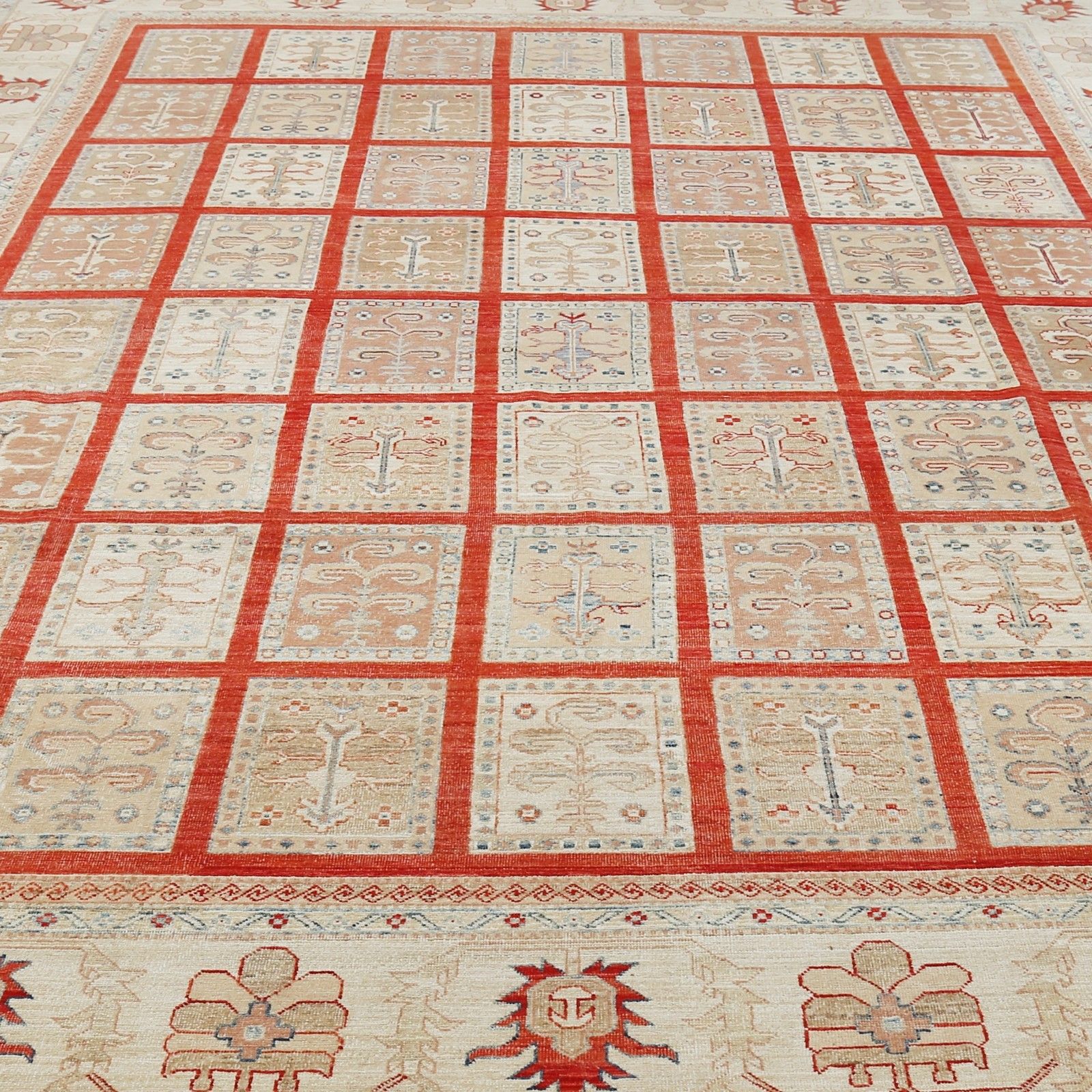 8.8x11.8 Ft Multicolor Handknotted Area Rug. Panel Geometric Design Carpet photo vinterior