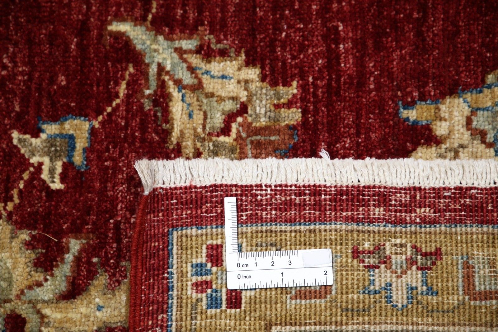 6,7 x 9,7 ft Handgeknoopt Bloemen Vloerkleed met Rood Fond en Beige Rand photo buy