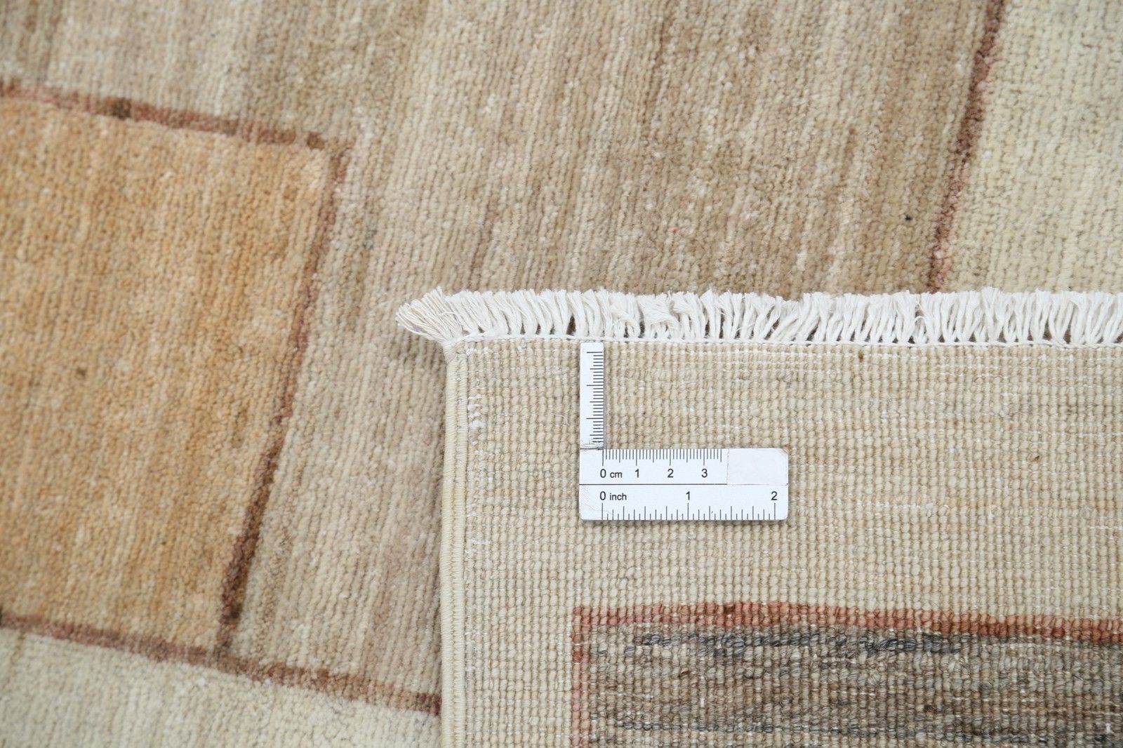 3.3x4.5 Ft Handknotted Beige, Gray Wool Area Rug. Geometric Abstract Small Rug photo buy
