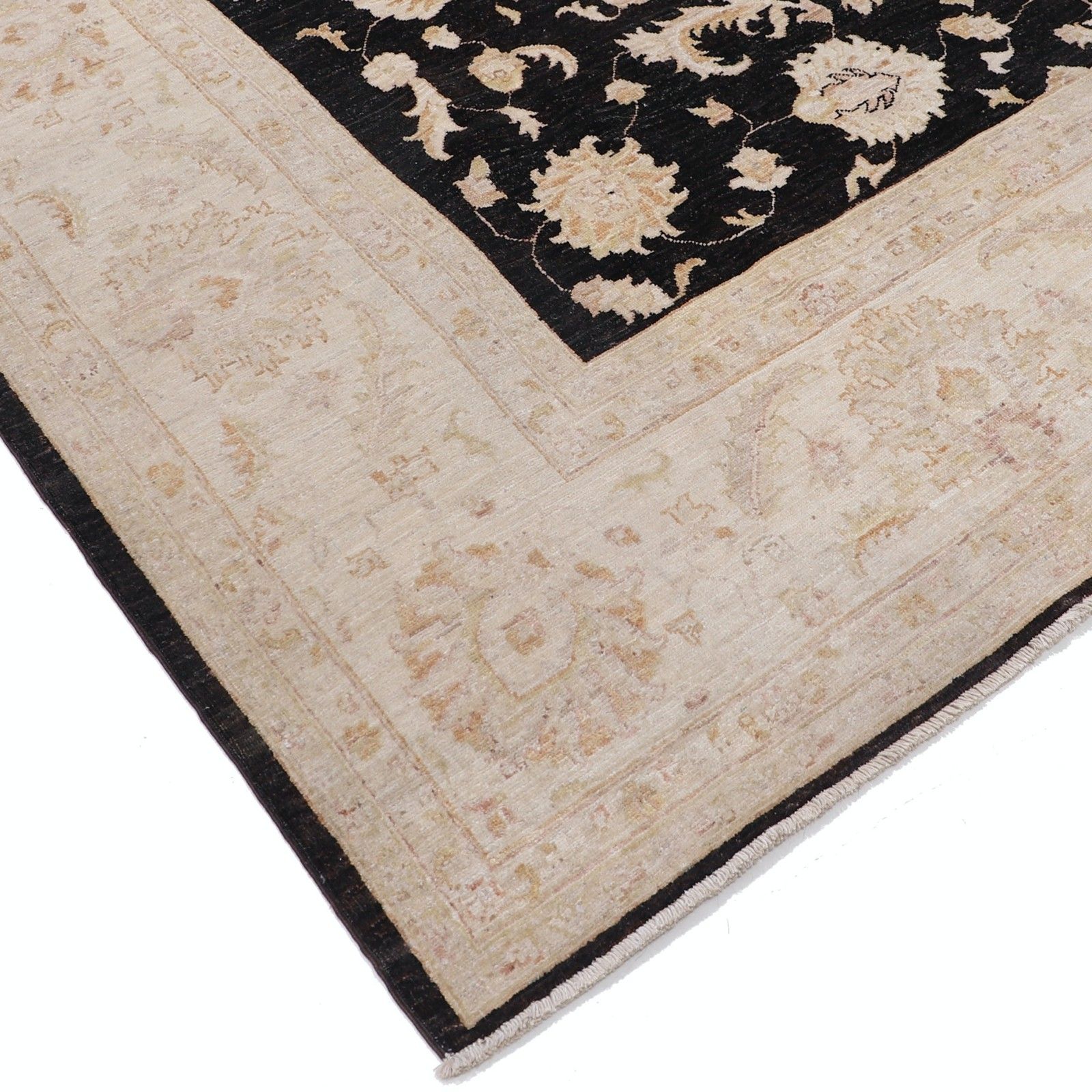 8.7x11.4 Ft Hand Knotted Floral Oushak Wool Large Area Rug In Black And Beige photo buy