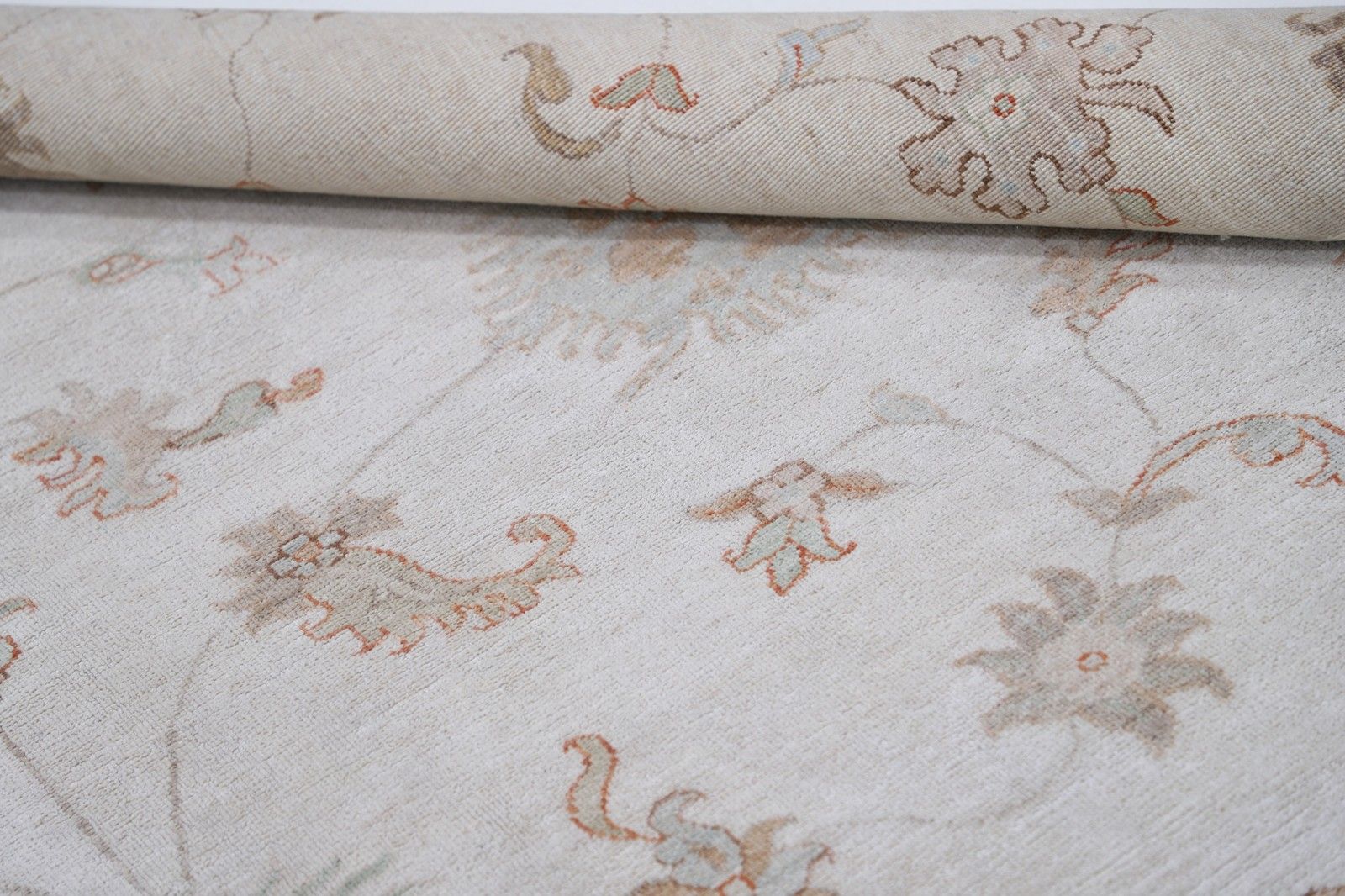 Tapis traditionnel noué à la main, beige à motif floral, 2,04 x 2,88 m photo Textiles