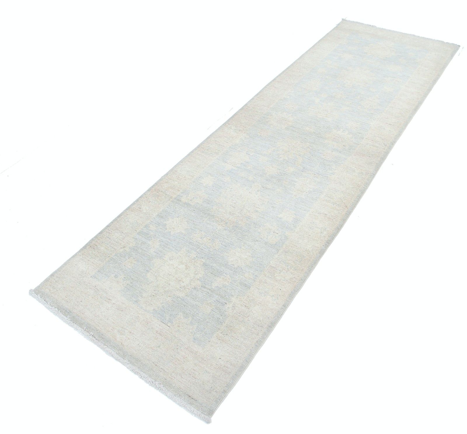 2.6x8.6 Ft Floral Runner Rug For Kitchen. Handknotted Hallway Rug In Soft Tones photo for sale
