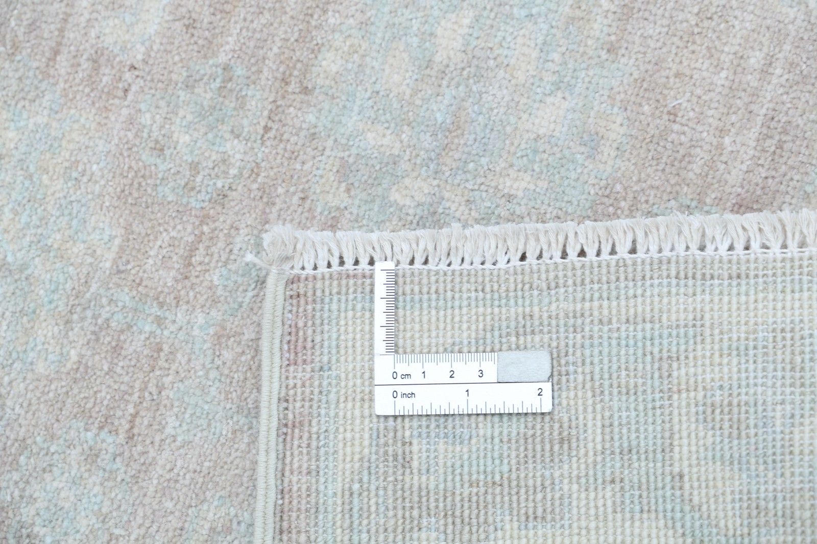 Tapis d'appoint Oushak en laine beige noué à la main, motif floral, 0,69 x 0,89 m photo buy