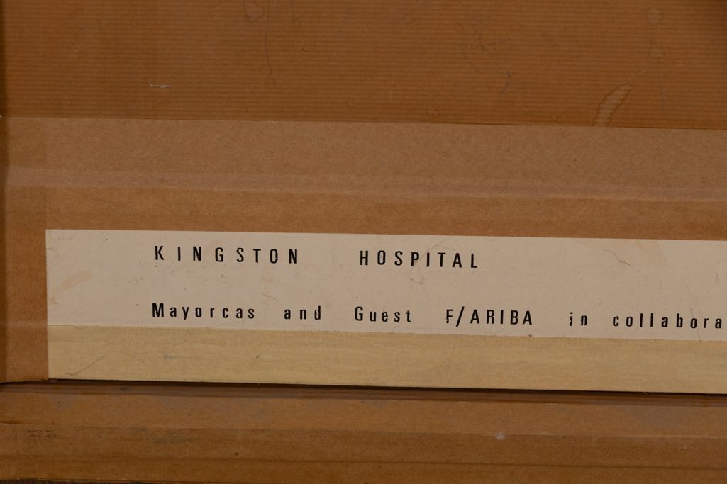 photo for sale Architectural Perspective Watercolour For Kingston Hospital By Peter Sainsbury 1968