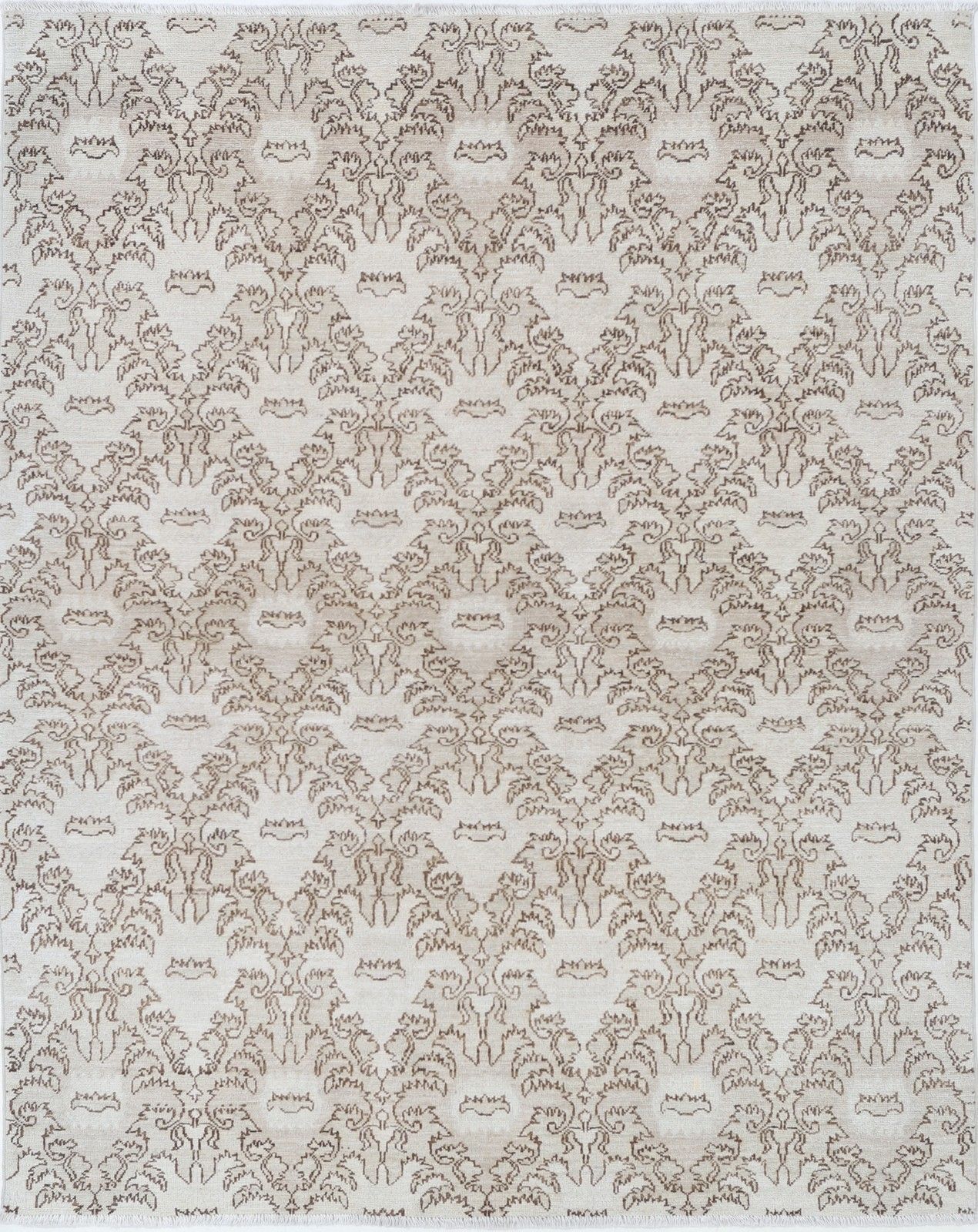 4.3x5.5 Ft Handmade Beige And Brown Accent Rug With Ornamental Design. 100% Wool