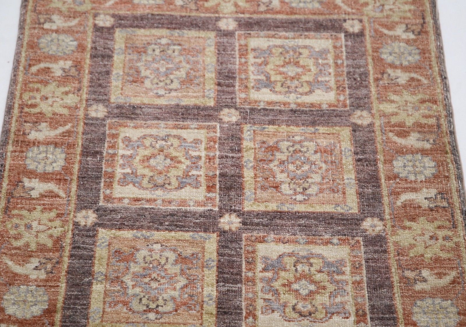 2.2x2.8 Ft Handmade Rust, Brown, Gold Rug. Geometric Floral Pattern Accent Rug photo 328.0