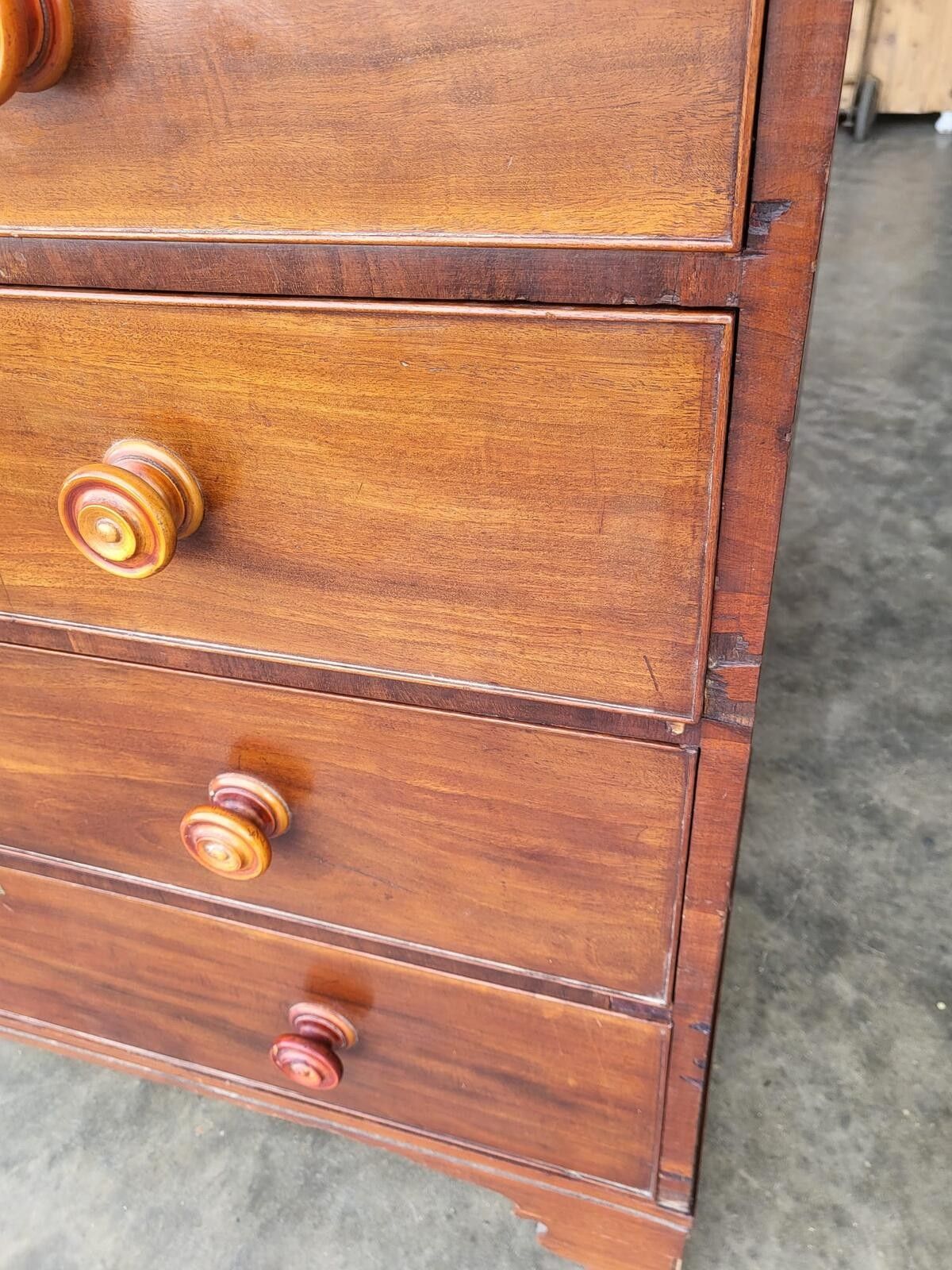 Antique Victorian 2 Over 3 Chest Of Drawers Bracket Feet photo vinterior
