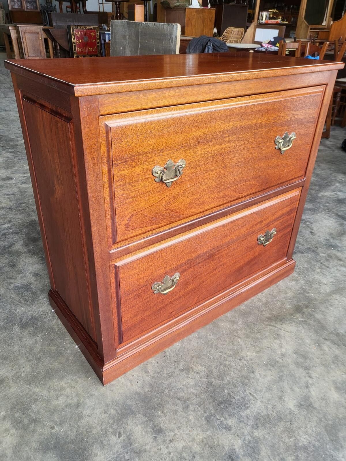 Antique Repro Chest Of Drawers 2 Large Linen Drawers