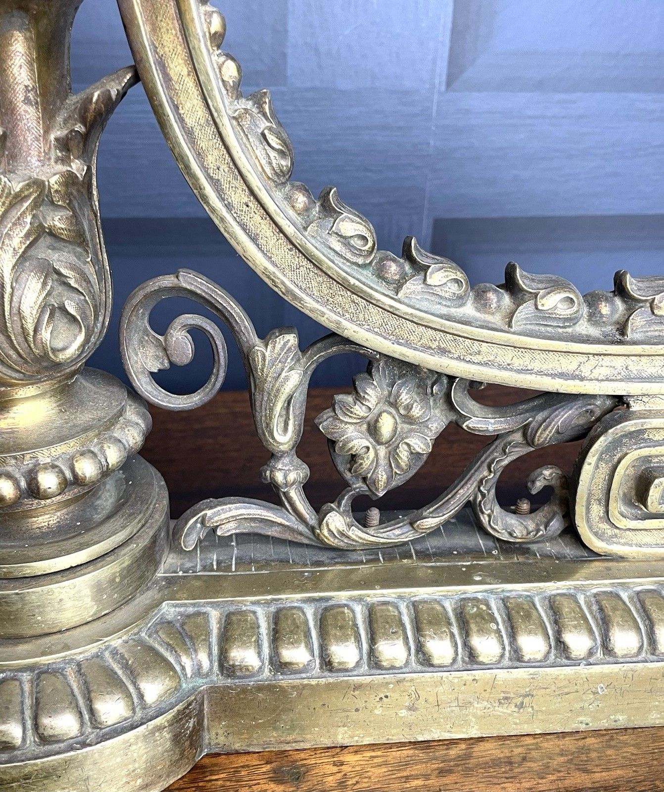 French Empire Brass Chenet Andirons Pair Decorative Ram Fire Dogs 19th Century photo buy