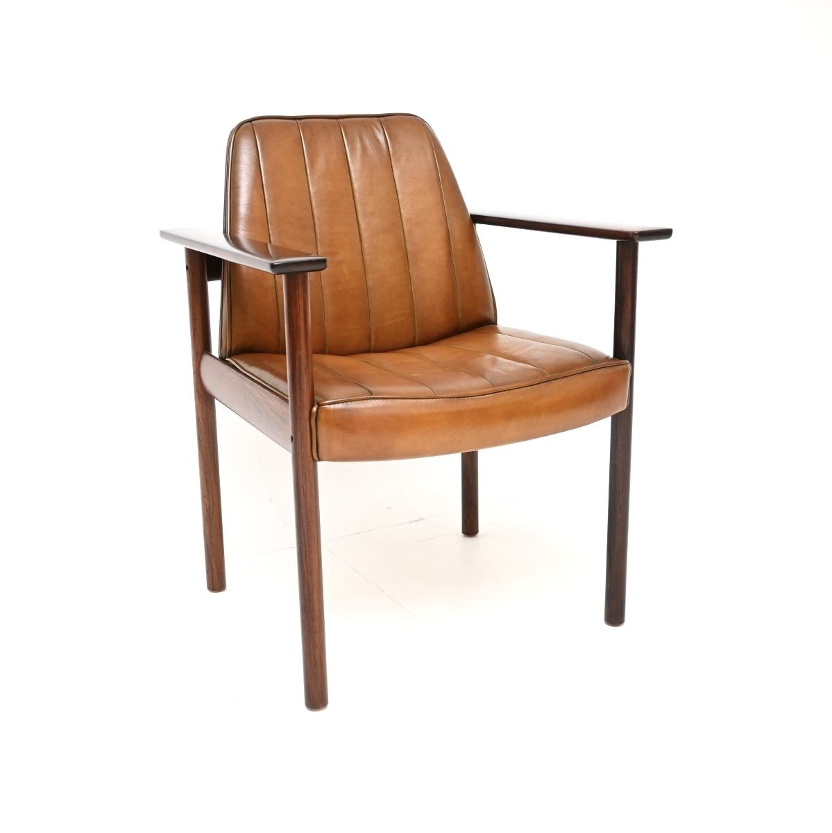 Vintage Rosewood And Leather Armchair / Desk Chair By Sven Ivar Dysthe For Dokka