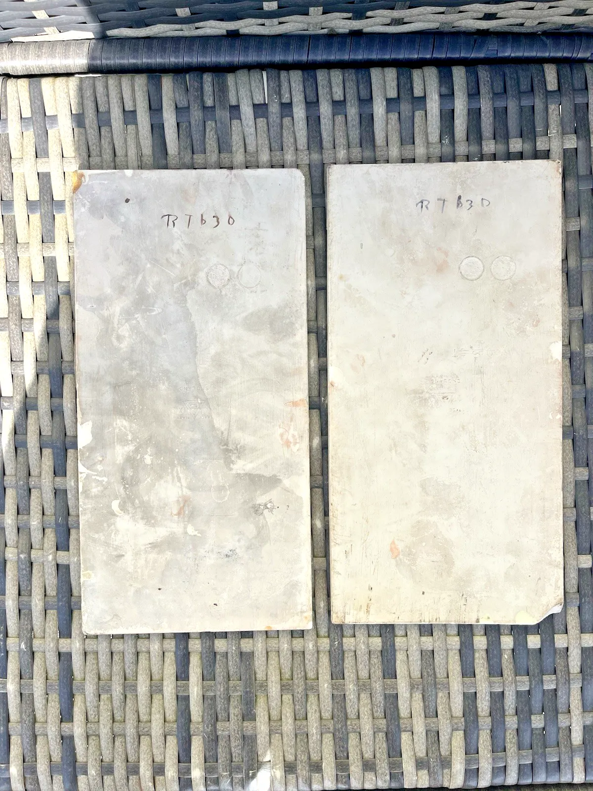 photo for sale Rare Pair Of Antique English Sherwin & Cotton 12 X 6 Fireplace Tiles Regency Urn