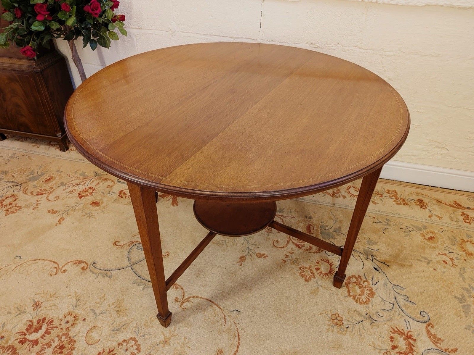 Victorian Warings Inlaid Circular Mahogany Table