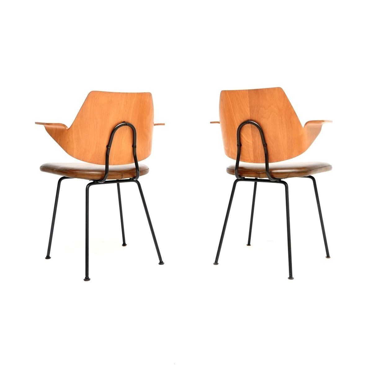 Pair Of Vintage Mahogany And Leather 661 Chairs By Robin Day For Hille photo buy