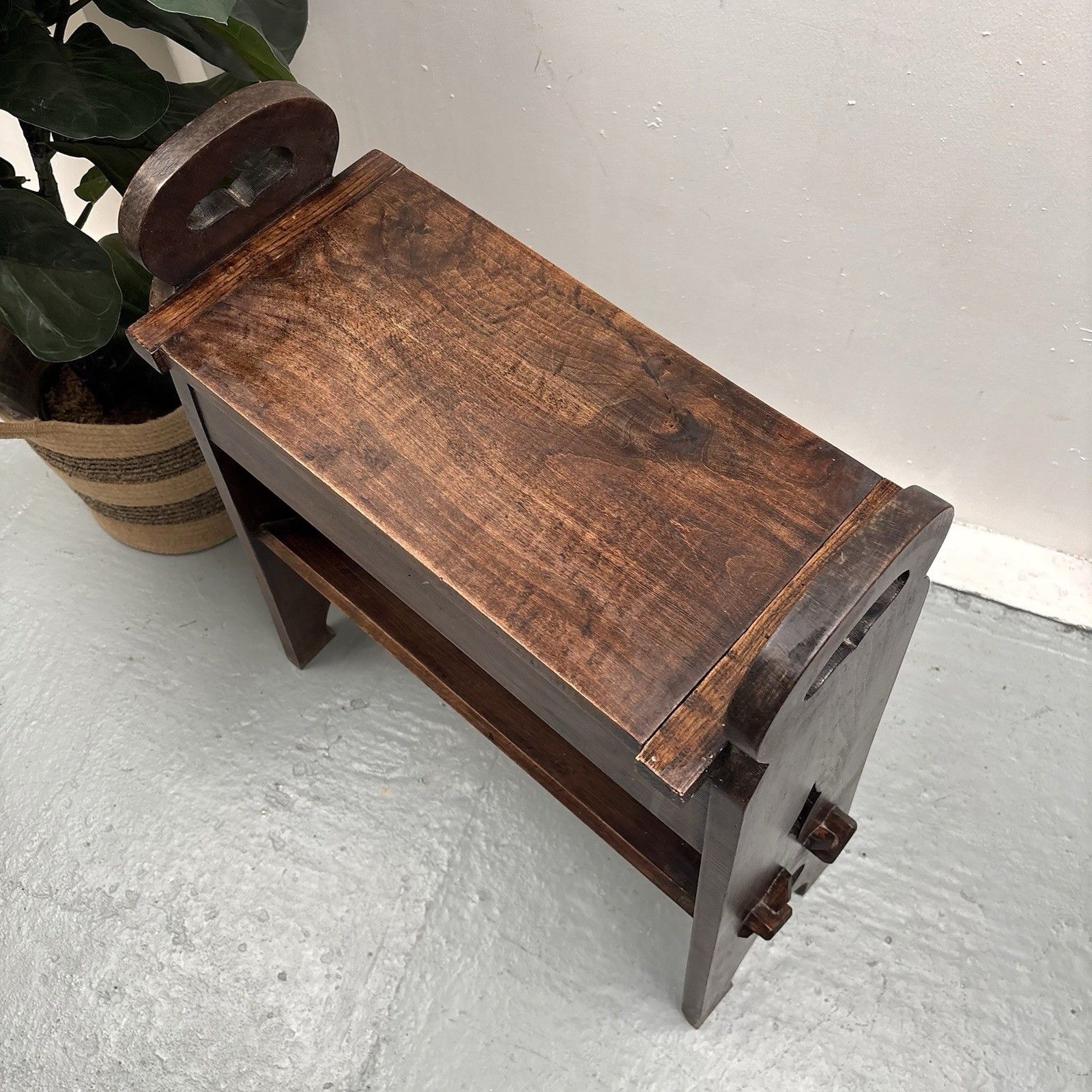Antique French Arts & Crafts Oak Book Trough Or Magazine Stand Side Table photo 195.0