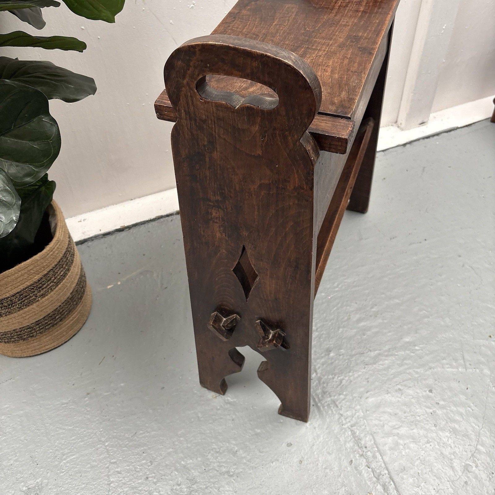 Antique French Arts & Crafts Oak Book Trough Or Magazine Stand Side Table photo buy