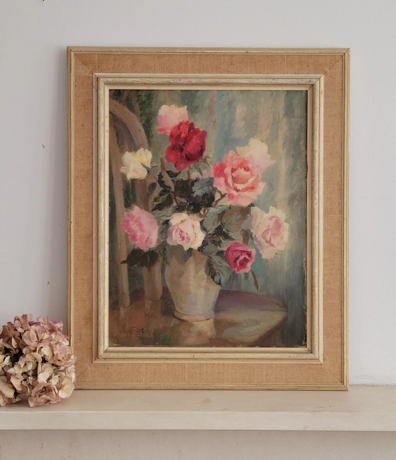 Roses In Bloom  Original Mid Century Floral Still Life By Joan Elliot Bates(b1930)