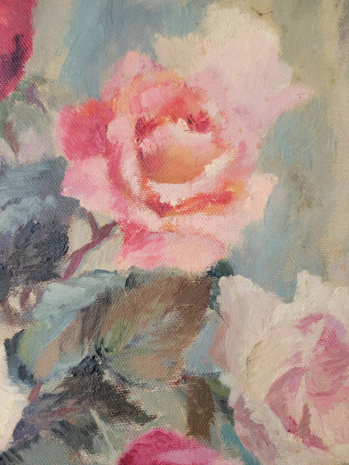 Roses In Bloom  Original Mid Century Floral Still Life By Joan Elliot Bates(b1930) photo vinterior