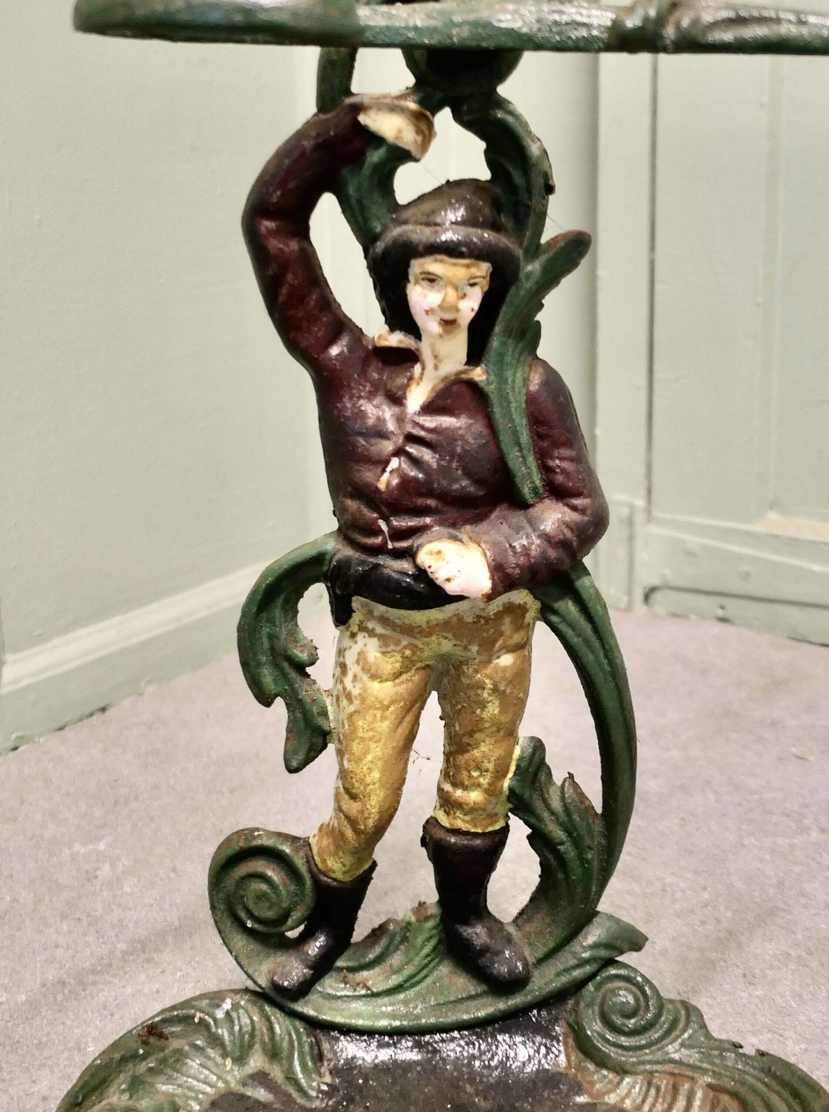 French Cast Iron Figural Umbrella Stand Colourful French Cast Iron Umbrella Stand photo furniture