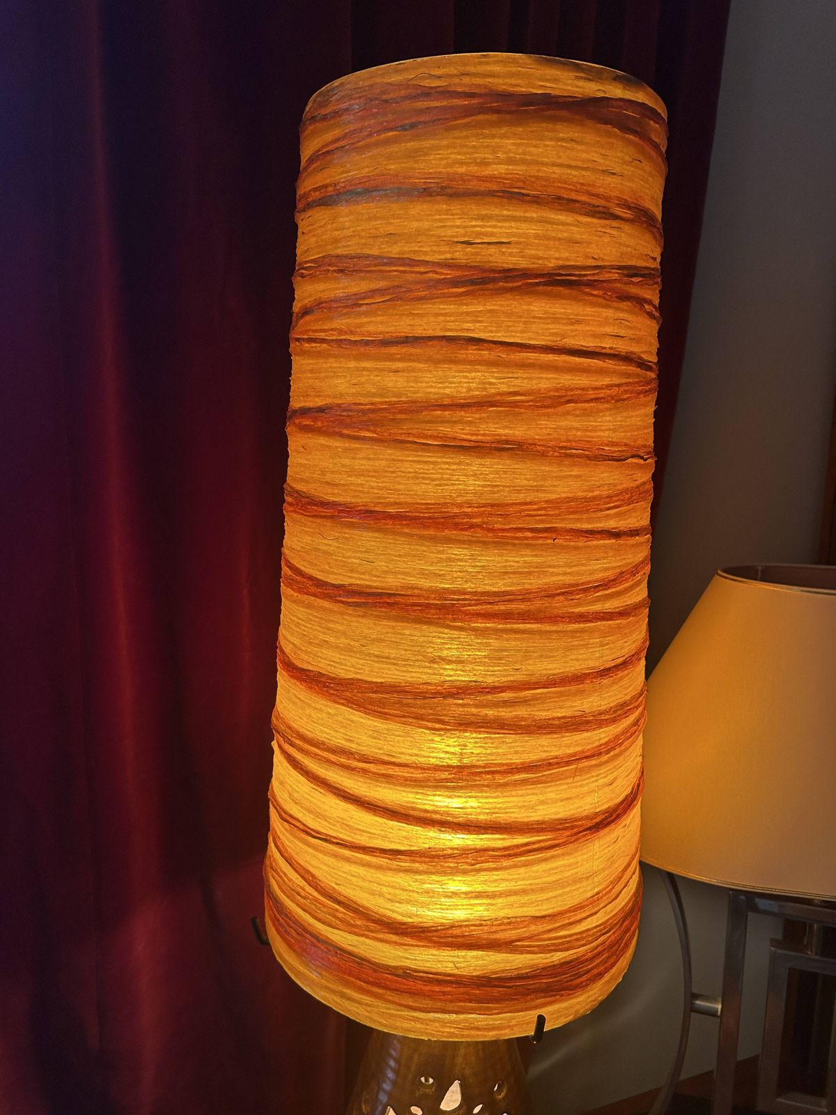 Accolay Lamp In Terracotta, Resin Lampshade With Double Lighting 1960 photo Lighting