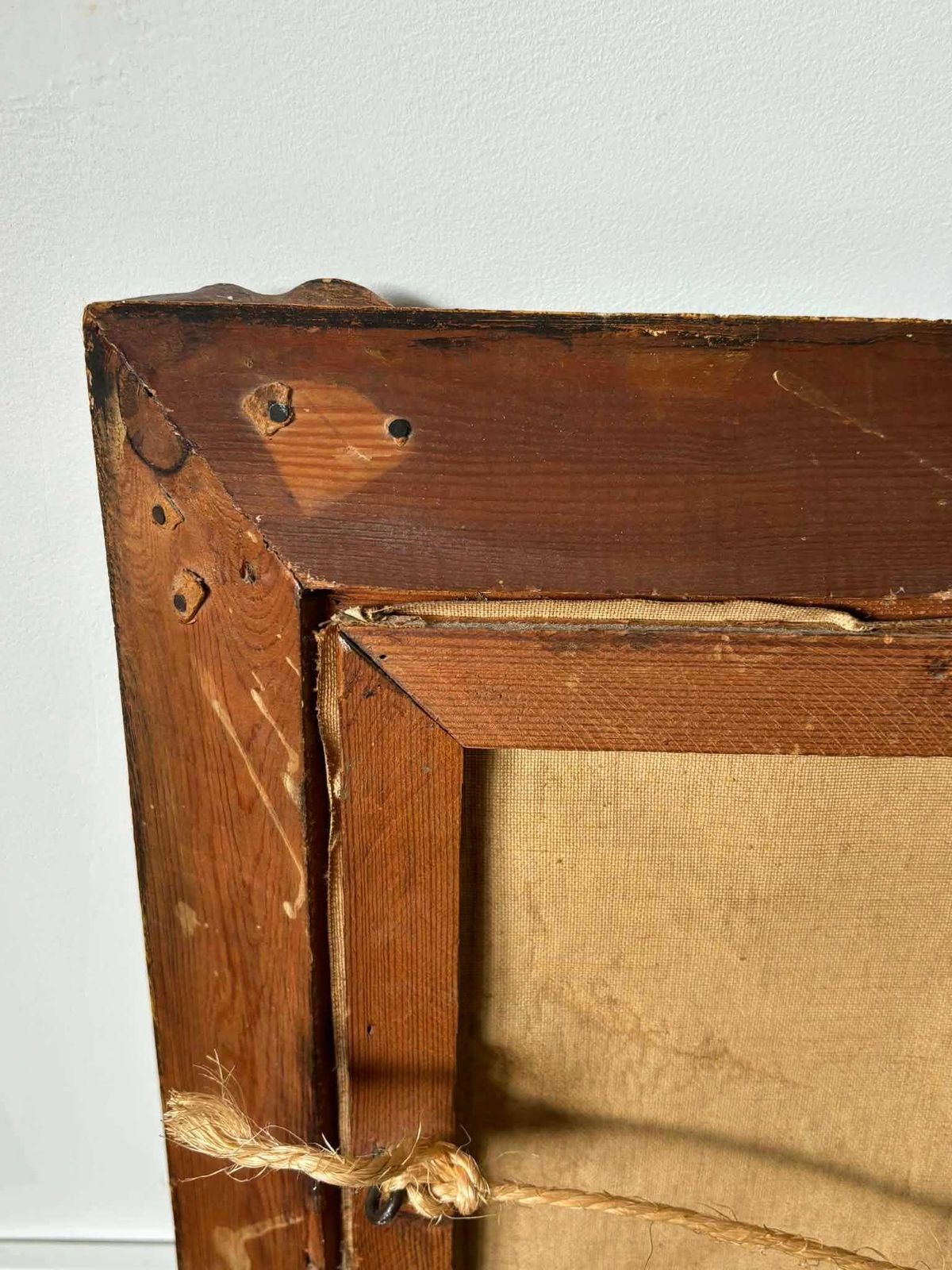 photo furniture Oil Painting Countryside Landscape, Vintage Framed Cottage & Bridge Wall Art
