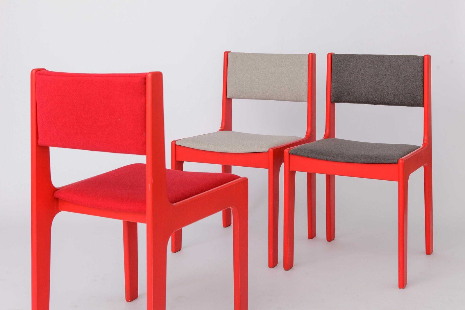 Vintage Casala Dining Chairs Set Of 5, 1950s German Beech Wood Chairs, Restored Red Lacquer, Mid Century Modern photo buy