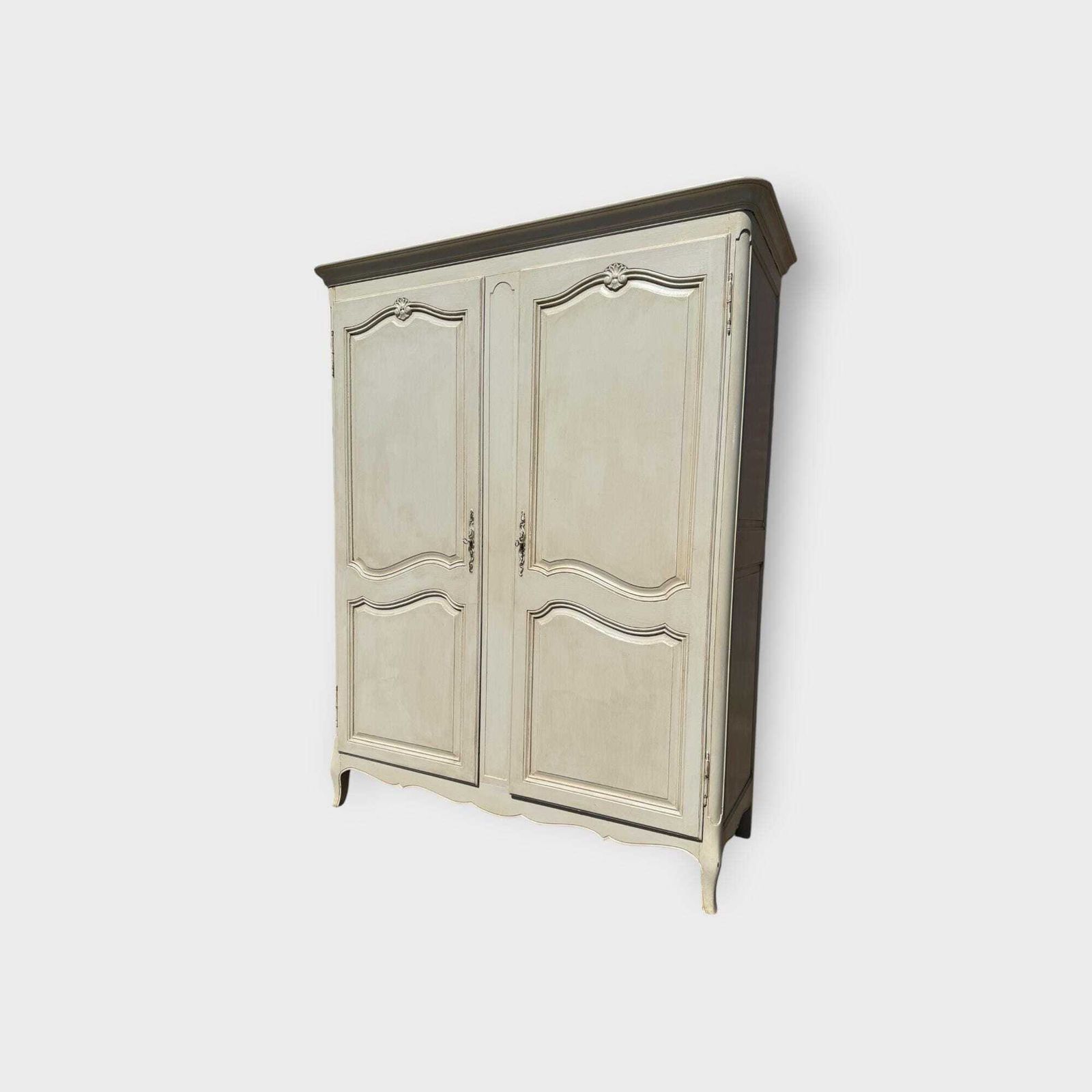 photo furniture Vintage French Large Painted Armoire 2 Door Wardrobe Breakdown Wardrobe For Easy Access