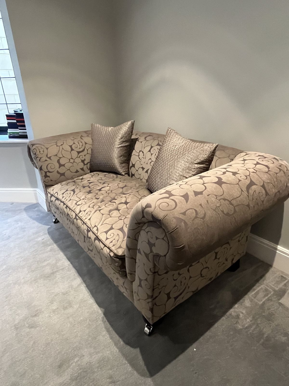 Priced To Sell Dark Grey Bespoke Made Delcor Large Two Seater Sofa Chesterfield Style photo for sale