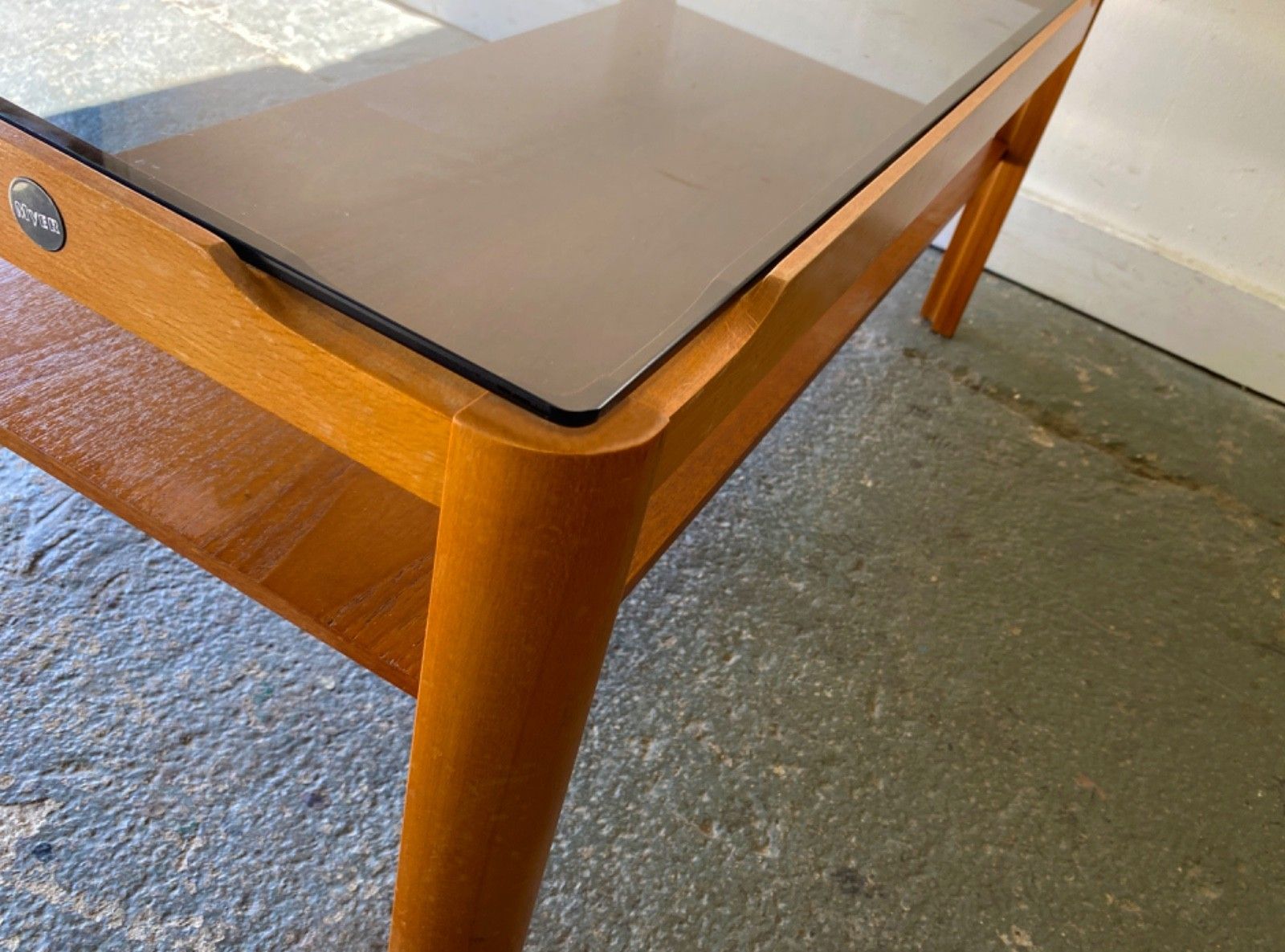Mid Century Teak Coffee Table With Smoked Glass Top By Myer photo 328.0