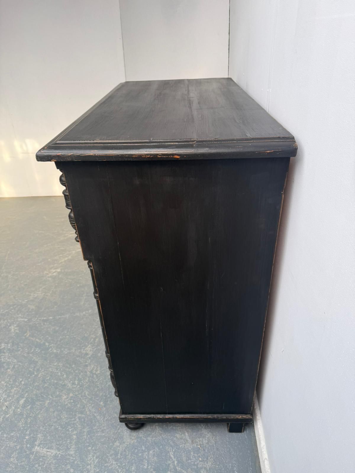 Massive Pine Hungarian Victorian Painted Black 5 Drawer Chest Of Drawers photo Furniture