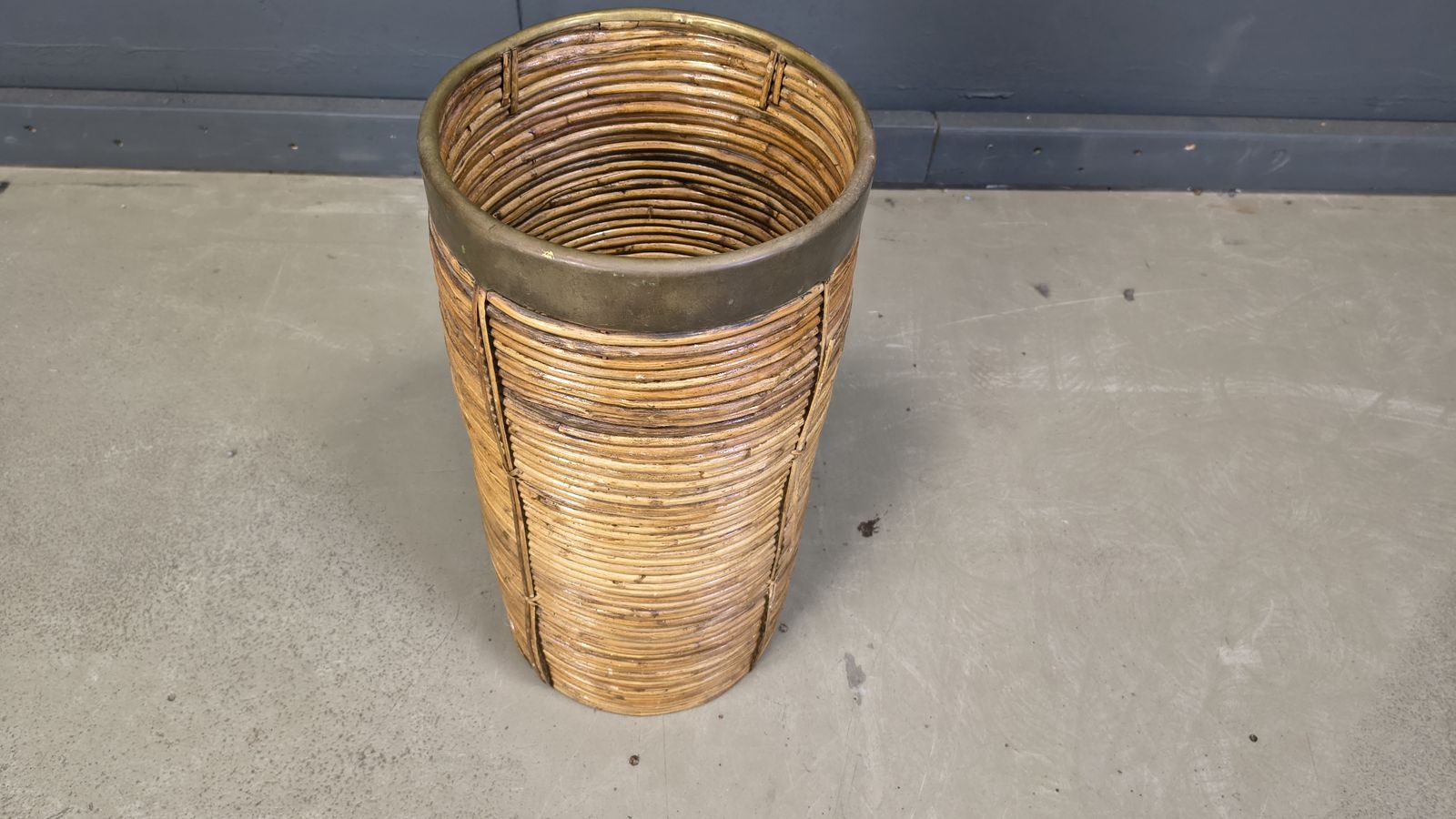 Italian Copper And Bamboo Umbrella Stand, 1960s photo furniture