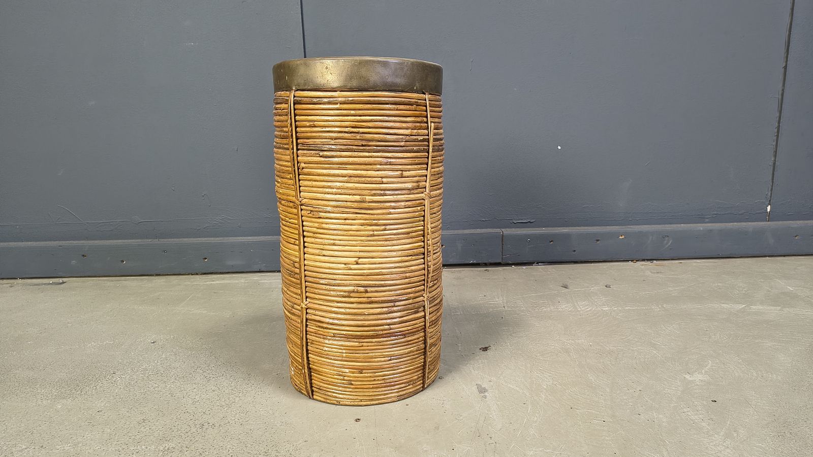 Italian Copper And Bamboo Umbrella Stand, 1960s