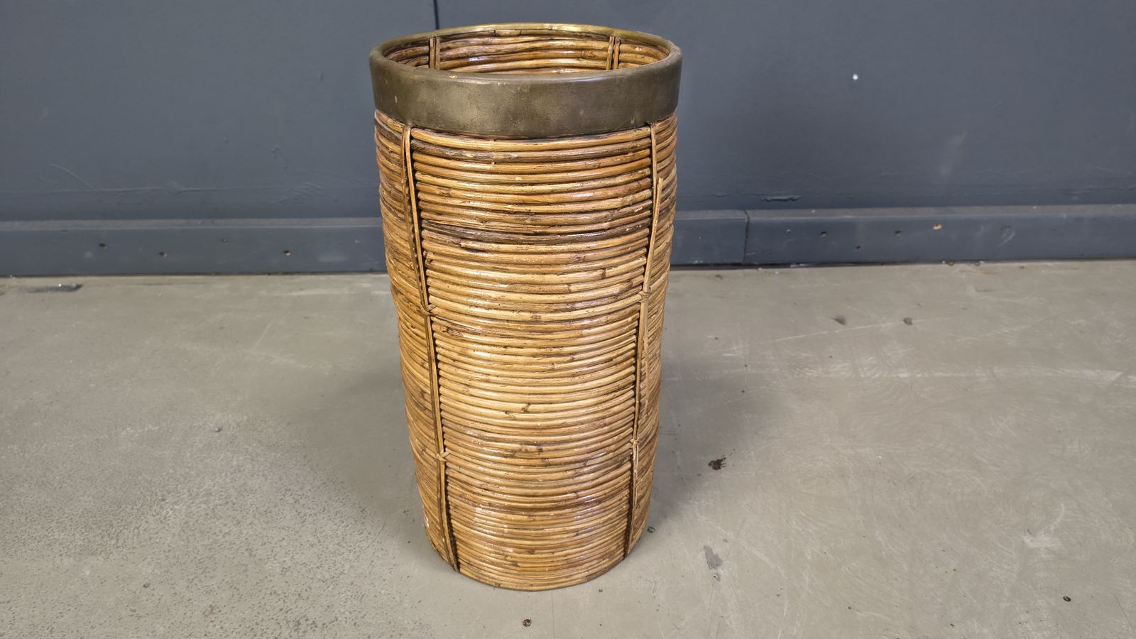Italian Copper And Bamboo Umbrella Stand, 1960s photo Home Decor