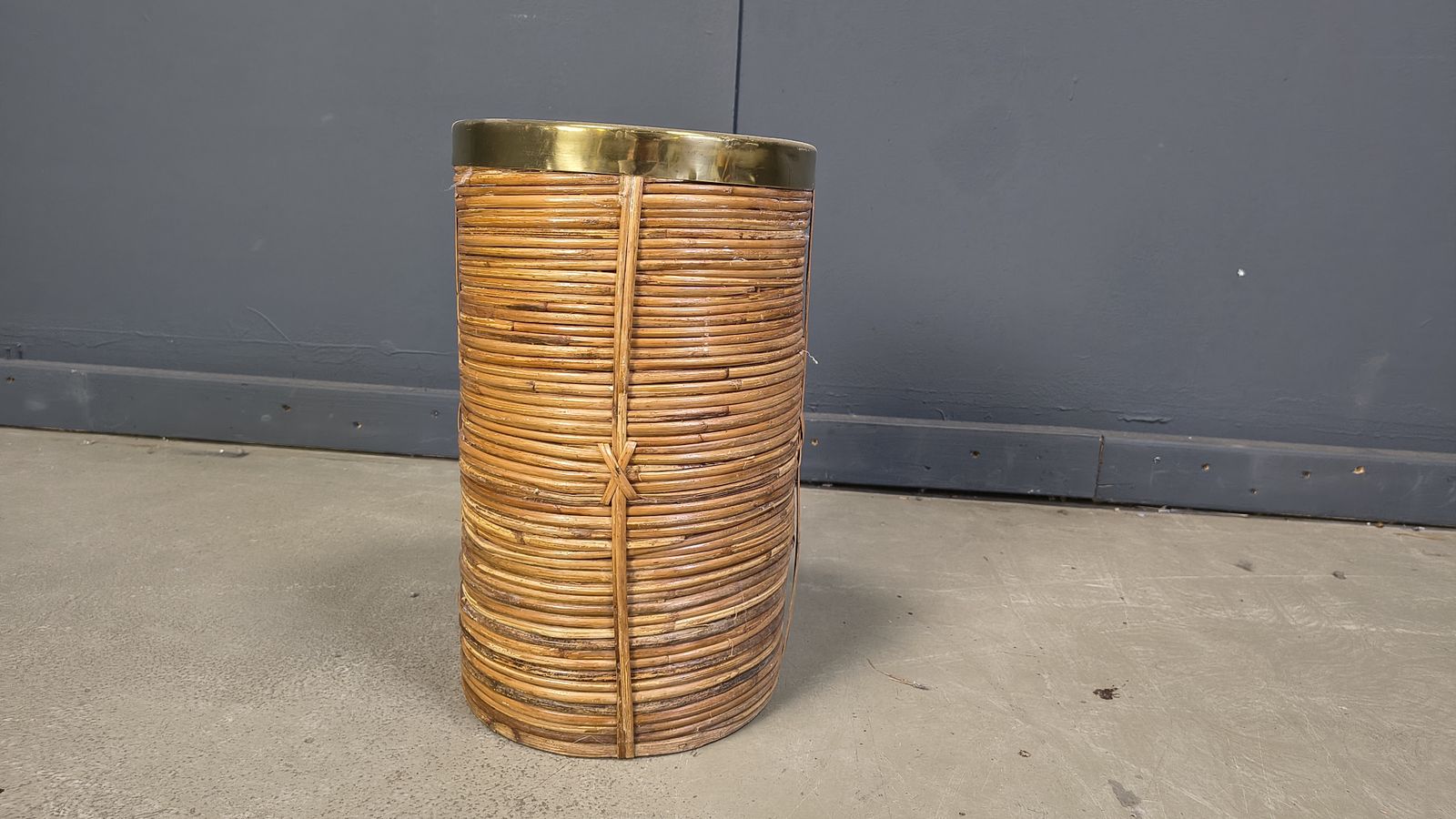 Italian Copper And Bamboo Umbrella Stand, 1960s photo for sale