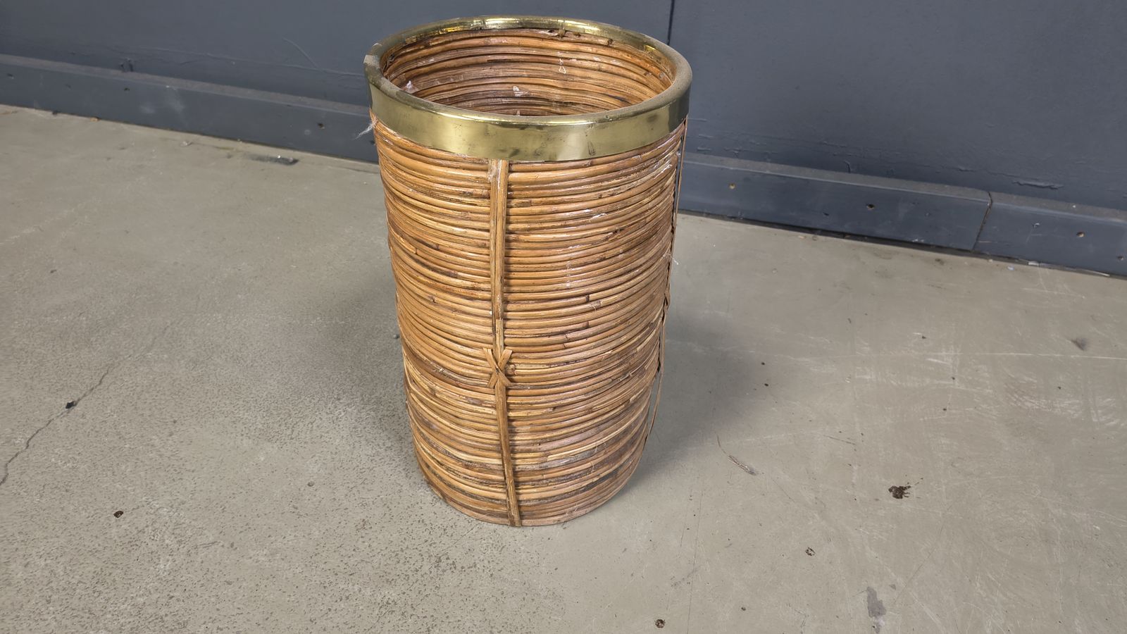 Italian Copper And Bamboo Umbrella Stand, 1960s photo Home Decor