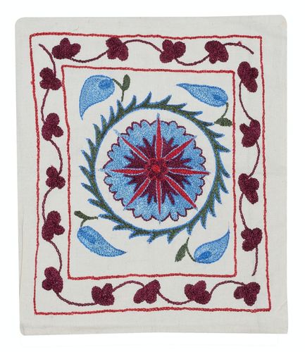 17"X19" Embroidered Cotton Pillowcase. Handmade Cushion. Modern Throw Pillow