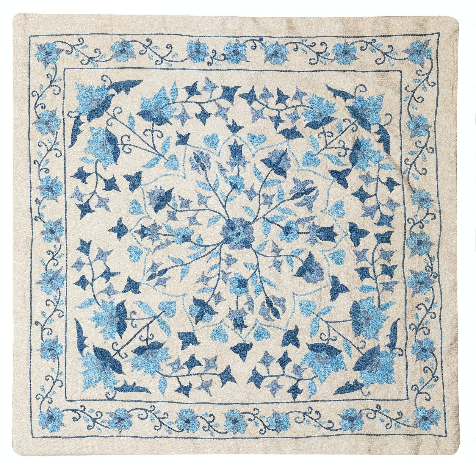 20"X20" All Silk Cushion Cover. Contemporary Lace Pillow. Embroidery Toss Pillow photo furniture