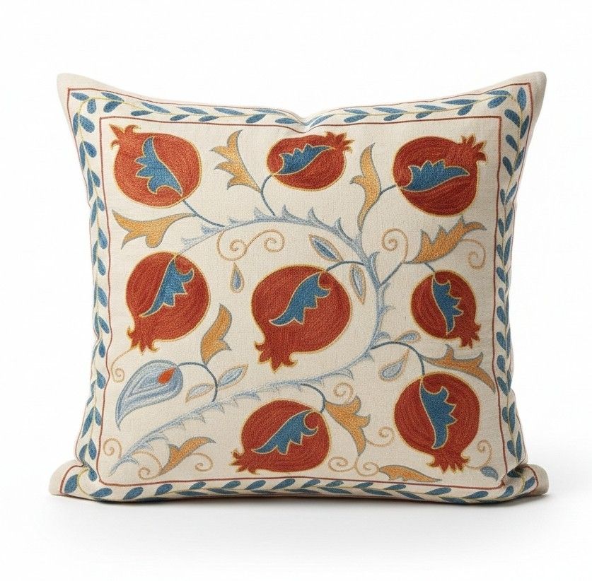 20"X20" 100% Silk Cushion Cover. Modern Lace Pillow. Embroidered Toss Pillow