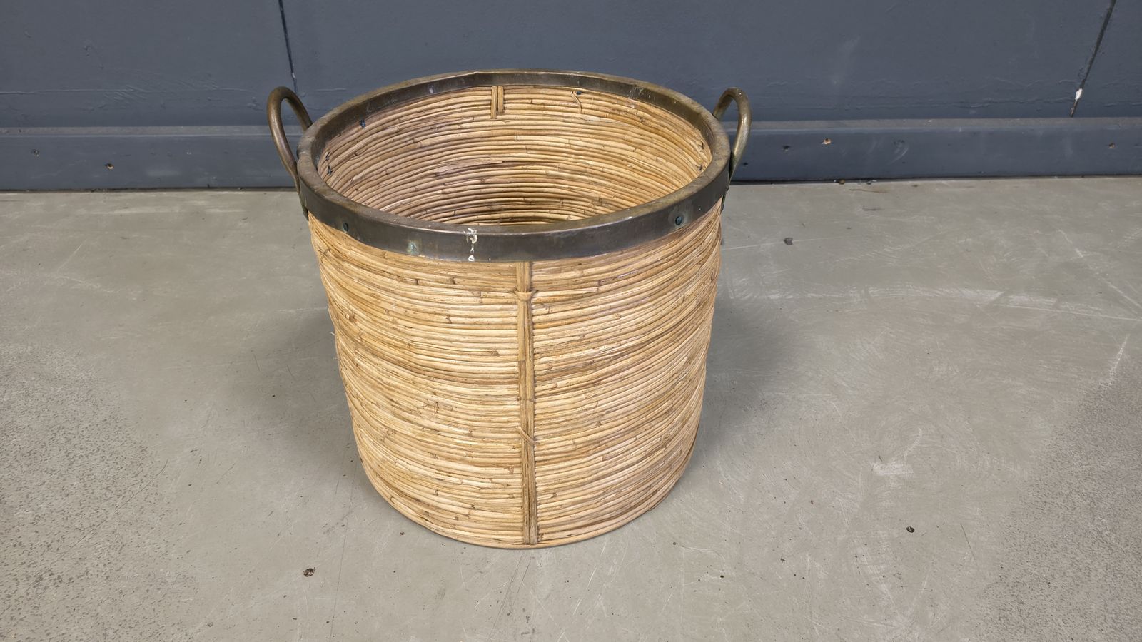 Italian Copper And Bamboo Planter, 1960s photo furniture