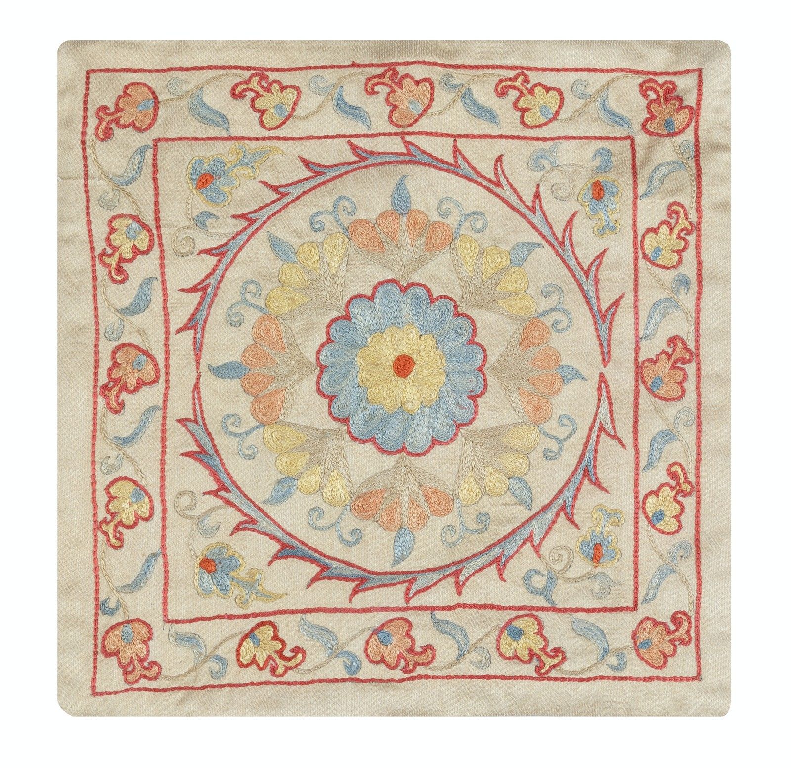 Housse de coussin en soie 30 x 30 cm. Coussin décoratif traditionnel. Coussin brodé photo furniture