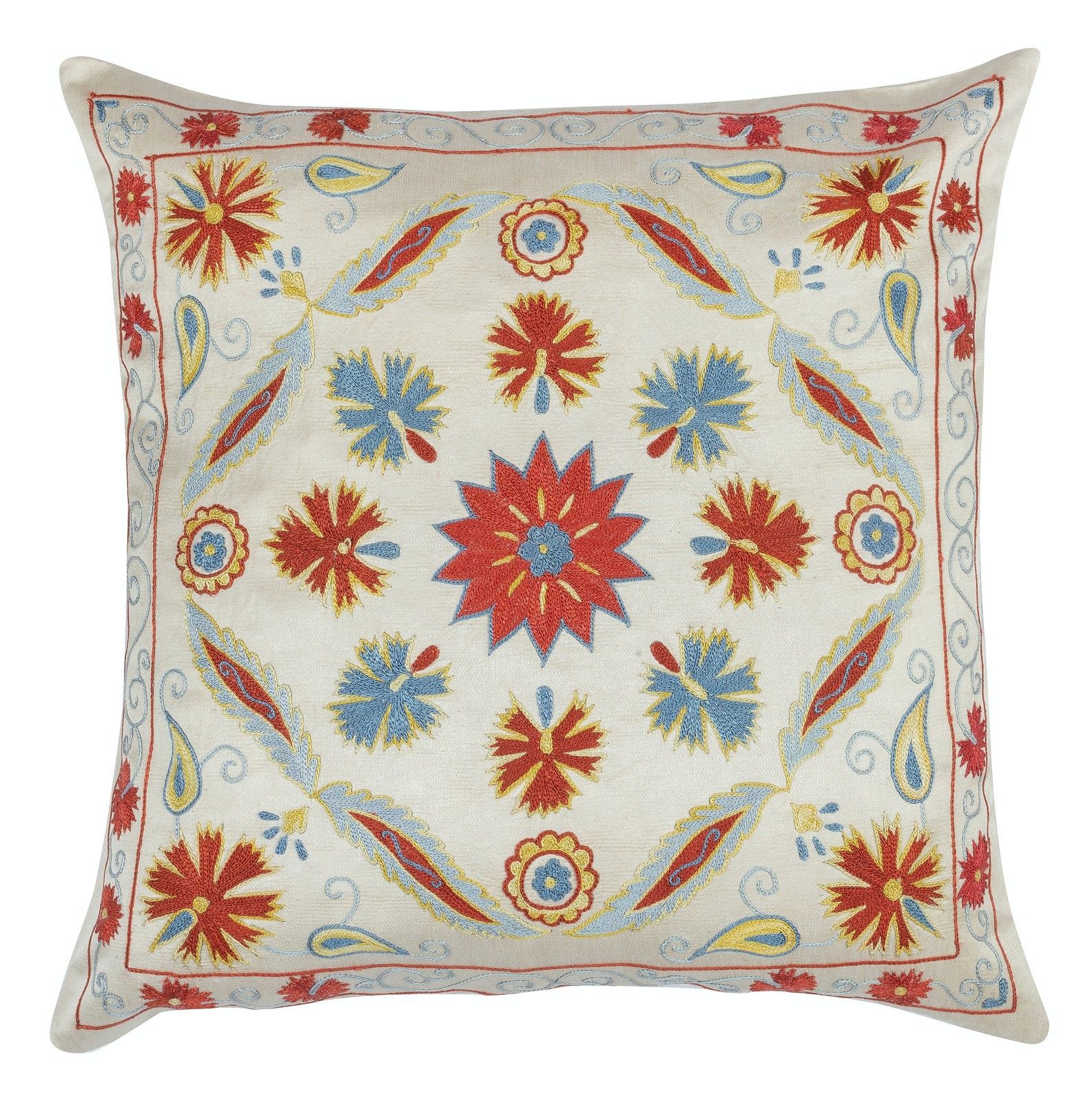 Lot de 2 housses de coussin 50 x 50 cm en soie 100 %, coussins brodés d'accent photo furniture