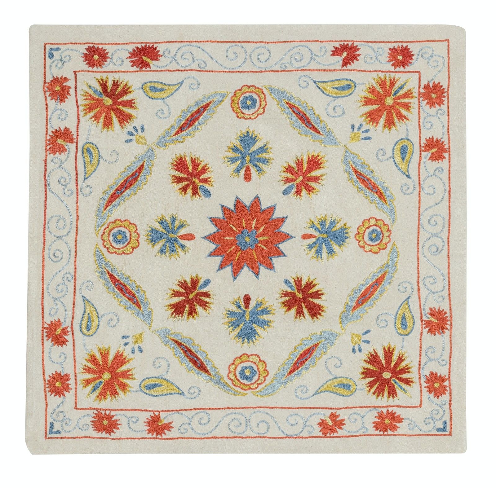 Lot de 2 housses de coussin 50 x 50 cm en soie 100 %, coussins brodés d'accent photo 203.0