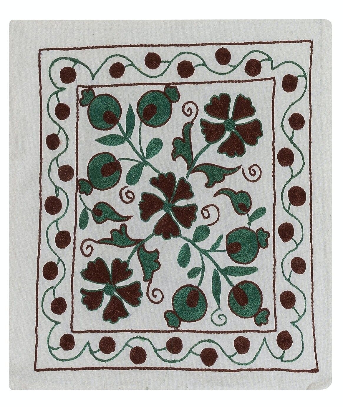 Oezbeekse zijden borduurkant kussenhoes, handgemaakte Suzani textiel kussen. 17"X19"