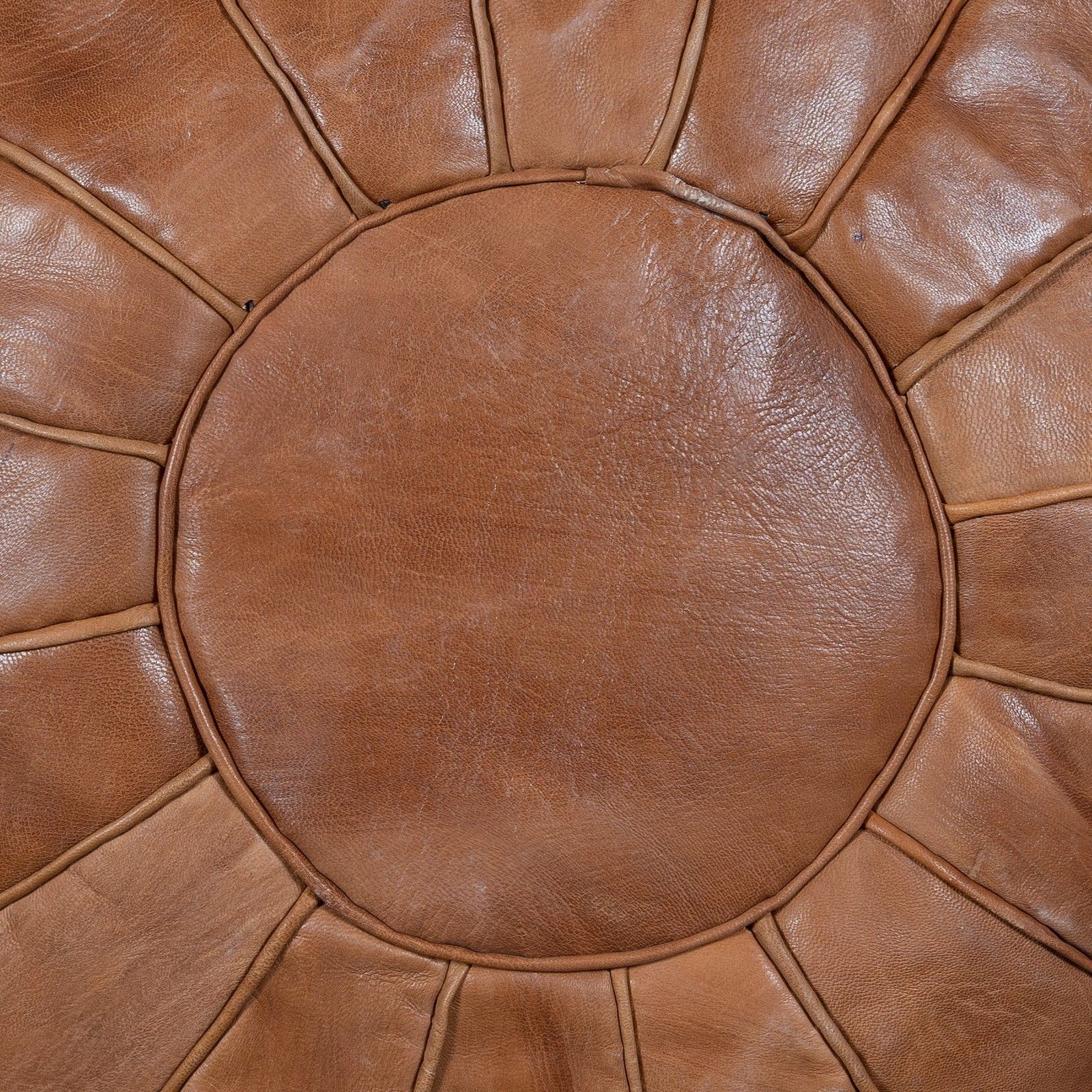 Pouf rond en cuir véritable brun, travail artisanal. Non rembourré. Option personnalisée disponible photo 171.0